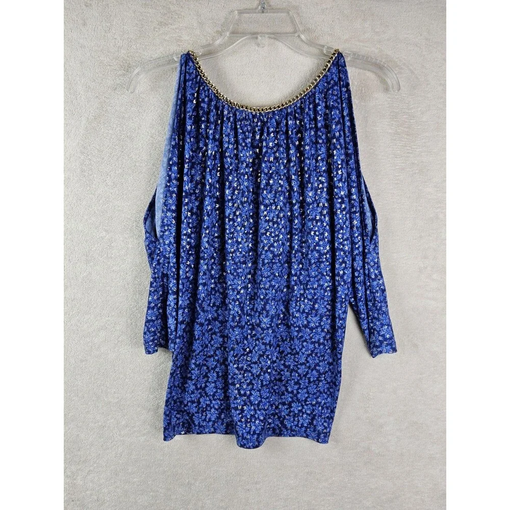 Michael Kors MK Women’s Chain Neck Cold Shoulder Blouse Top Size S